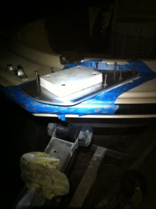 Trolling Motor Bracket being installed on Boston Whaler Outrage 17